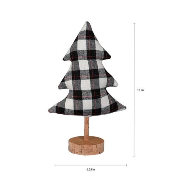 Holiday Time Christmas Plaid Fabric Tree Table Top Decorations in Black - Picture 5 of 10